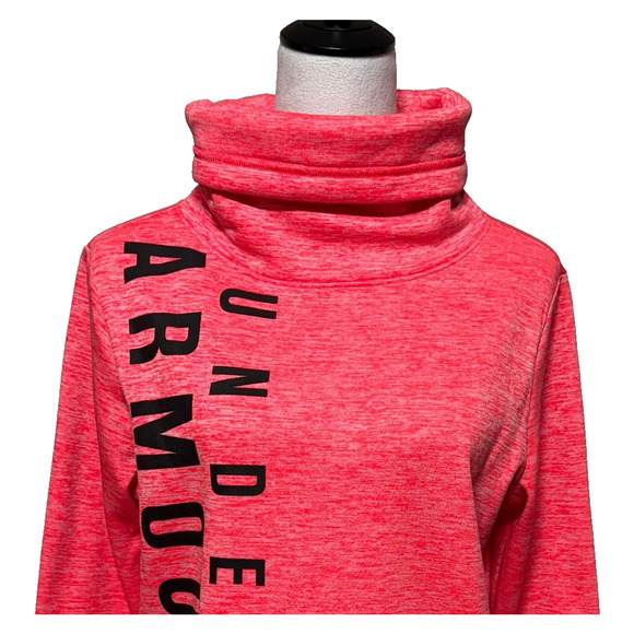 Under Armour Sweatshirt Women Medium Pink Coldgear Storm Fleece Lined Cowl Neck - Picture 5 of 11